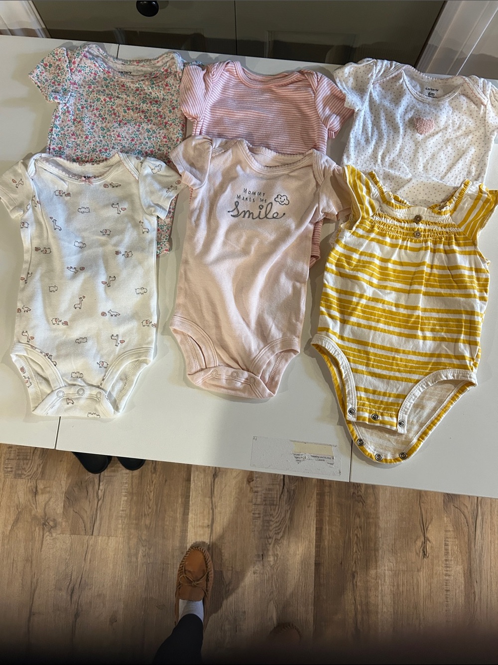 Carter's Girls' Pink & Yellow Cotton Onesies - 6-Pack Mix
